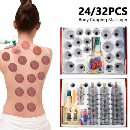 Professional 24/32pcs Set U-shape Cups Chinese Vacuum Cupping Set Massage Therapy Suction Acupuncture Slimming Body Relax Health & Wellness