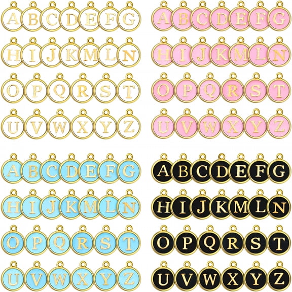 DESIGNICE 104 Pieces Letter Charms For Jewelry Making Charm for Bracelet Initial Charms Alphabet Charms for Necklace Bracelet Jewelry DIY Making (Black, White)