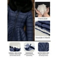 thumbnail image 6 of Women Premium Lightweight Winter Puffer Jacket Quilted Down Blue Jacket-L, 6 of 9