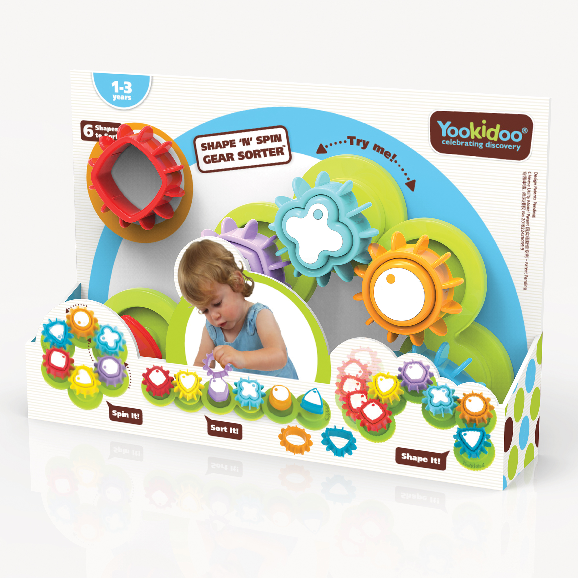 Yookidoo Shape ‘N’ Spin Gear Sorter. A Developmental Activity Toy for Kids Ages 1-3. Toddlers Montessori Sortering Game with Multiple Colors and Shapes, That Also Spins.