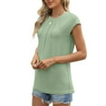 thumbnail image 5 of Duoif Dress Shirts for Women, Womens T Shirts Short Sleeve Pleated Casual Cap Sleeve Summer Tops Blouses Womens Tops Mint Green S, 5 of 9