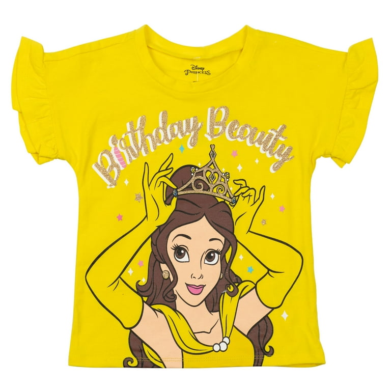 Disney Princess Belle Birthday Toddler Girls T-Shirt Yellow Disney Princess Belle Birthday Toddler Girls T-Shirt Yellow