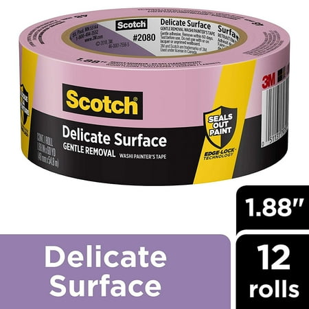 Scotch Delicate Surface Painter’s Tape, 1.88 inch x 60 yard, 12 Rolls