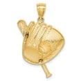 thumbnail image 3 of 14k Yellow with White Rhodium Two-tone Gold Baseball Bat Glove Ball Pendant, 3 of 5