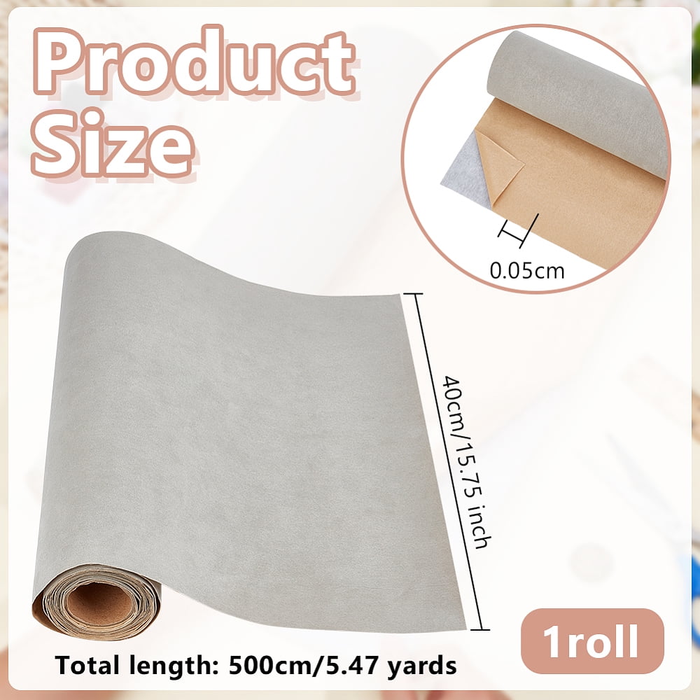 Self-adhesive Flocking Fabric DIY Craft Supplies Gray 400x0.5mm 5m/roll
