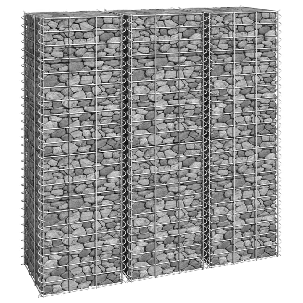 vidaXL Gabion Lits Surélevés 3 Pcs 30x30x100 cm Fer