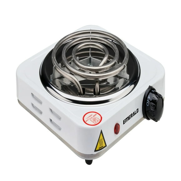 Emerald Hot Plate Electric Stove Top Burner, Single-Coil Burner Electric Cooktop, White