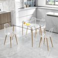 thumbnail image 3 of BSHTI Modern simple transparent dining chair plastic chair armless crystal chair Nordic creative makeup stool negotiation chair Set of 4 and wood color metal leg, 3 of 15