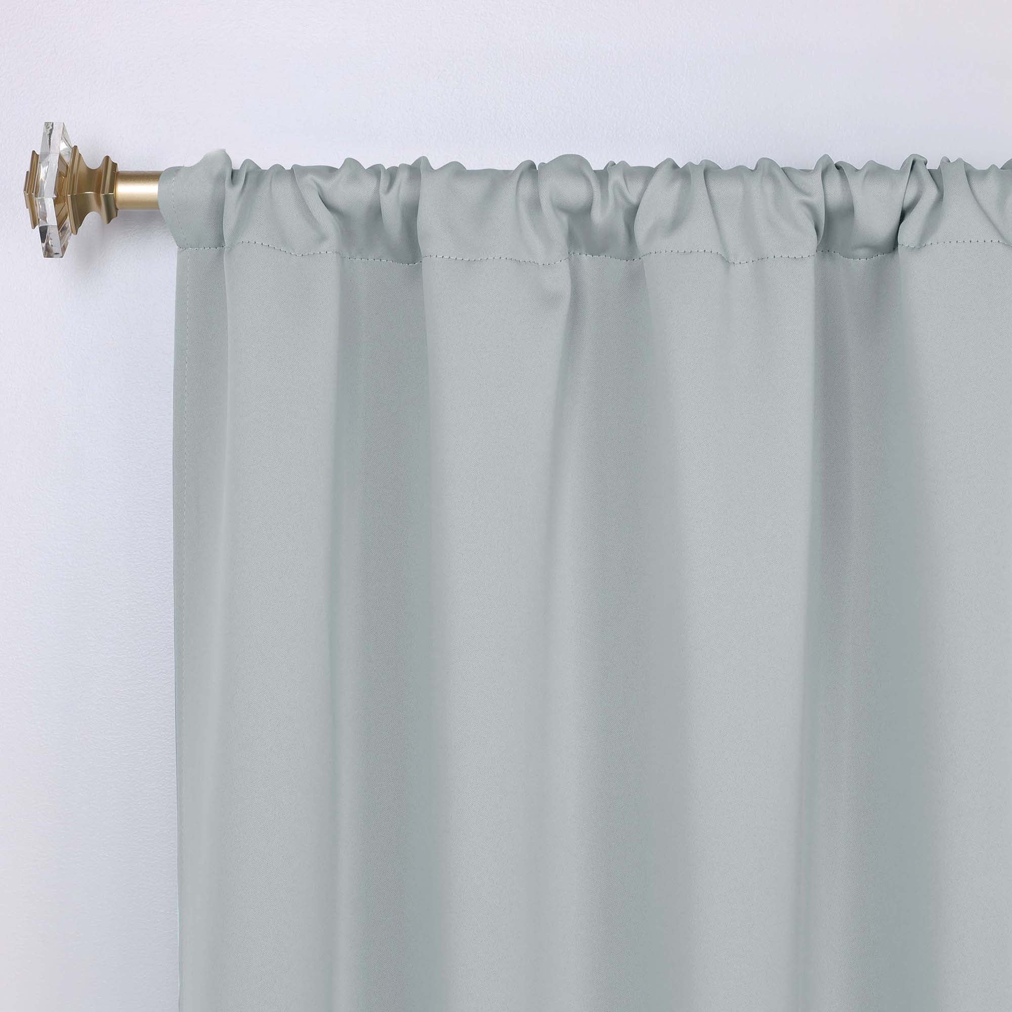 Superior Blackout Solid Light Filtering Rod pocket Curtain Panel Set, 26" x 84", Stone Blue