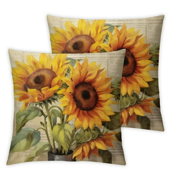 Acheng Set of 2 Sunflower Decorative Throw Pillow Covers Inch Plant Pillow Covers Square Pillow Cases Summer Flower Outdoor Sofa Couch Home Bed Decor Cushion Covers 12x12in