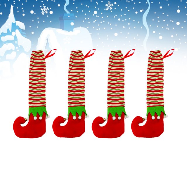 WRITWAA 4 Pcs Floor Protectors for Chairs Assorted Color Socks Shape Christmas Theme Home Decoration Office Use