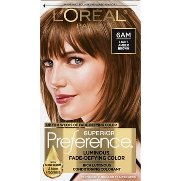 Get Luscious Locks with L'Oreal Paris Superior Preference: 6Am Light Amber Brown Hair Color, Ultimate Fade-Defying Formula for Stunning Shine - Pack of 1!