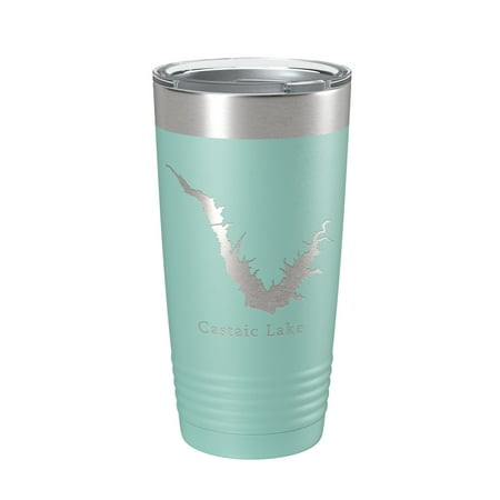 

Castaic Lake Map Tumbler Travel Mug Insulated Laser Engraved Coffee Cup California 20 oz Teal