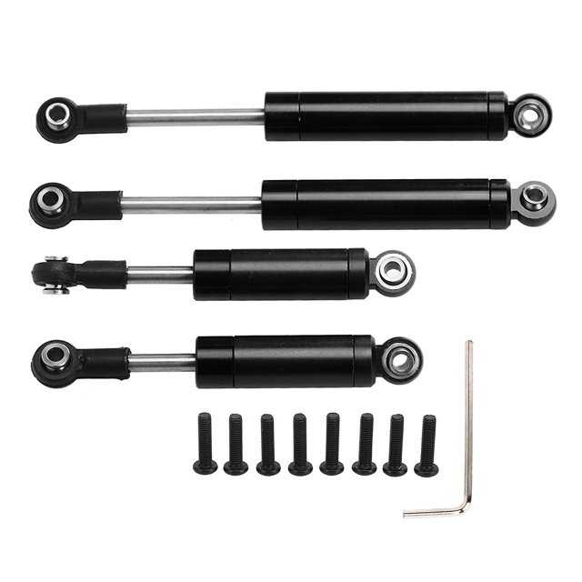 2024RC Amortiguadores delanteros y traseros Aleación de aluminio Acero Resorte de alta elasticidad CNC Piezas RC fáciles de reemplazar para Axial 1/18 Negro