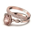 thumbnail image 4 of Dazzling Boho & hippiepie 2.25 Carat Pear Cut Morganite And Diamond Moissanite Engagement Ring, Classic Wedding Ring, Two Matching Band in 10k Solid Rose Gold, Birthday Gift, Promise Ring, 4 of 4