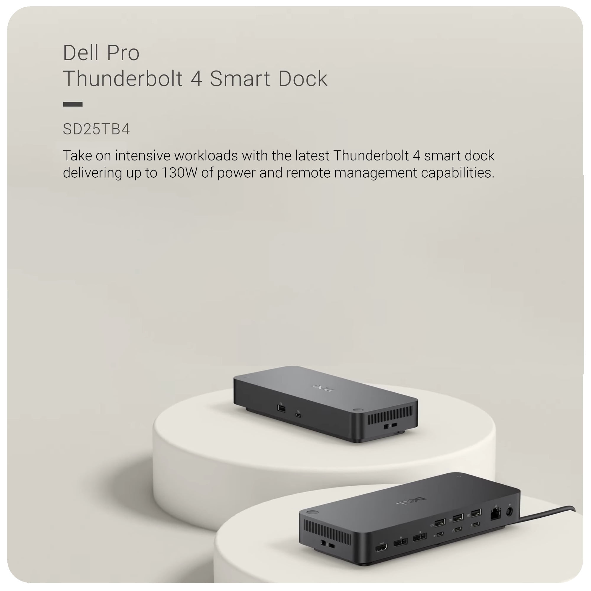 Dell SD25TB4 Thunderbolt 4 Smart Dock 4K Support and up to 4 Displays (Black) Bundle with 4K HDMI Cable, 6ft DisplayPort Cable, 6ft USB-C Cable, Ten Cable Ties, and 128GB USB Drive (