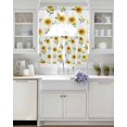 thumbnail image 3 of Sunflower Swag Curtains for Living Room/Bedroom Windows, Yellow Spring Watercolor Floral White Kitchen Curtains and Valances Set 36 Inch Length, Light Filtering Swags Valance Curtain Panels, 3 of 5