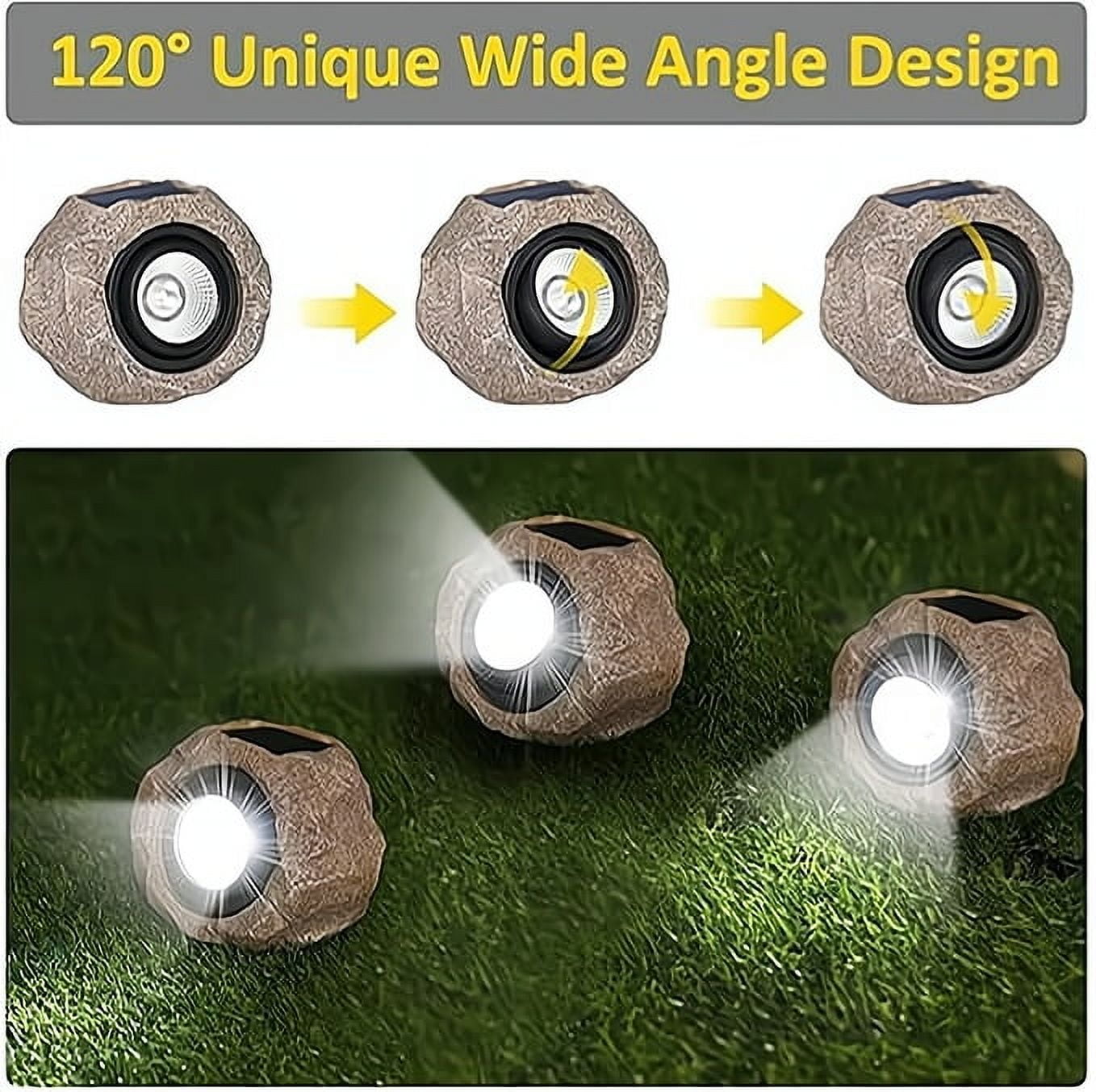 2 Pack Solar Rock Lights Outdoor, IP65 Waterproof LED Landscape Spot Lights for Garden, Yard, Pathway, Patio & Sidewalk, Auto On/Off Solar Powered Decorative Lighting for Outdoor Decor