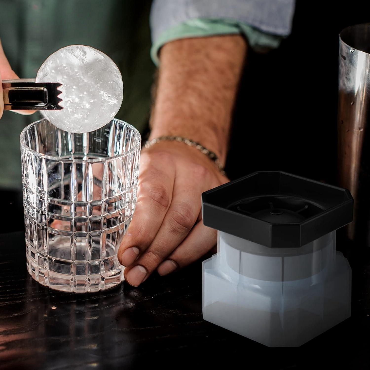 Silicone Freezer Press Sphere Ice Ball Maker Mold, 3 Pack for Large Round Craft Whisky Ice Balls - Bourbon, Scotch, Old Fashioned, Cocktail Drinks - by