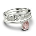 thumbnail image 2 of Gorgeous Minimalist 2.15 Carat Pear Cut Classic Morganite And Diamond Moissanite Engagement Ring, Wedding Ring, Two Matching Band in 925 Sterling Silver With 18k White Gold Plating, Gift For Her, 2 of 4