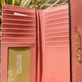thumbnail image 3 of Michael Kors Womens Jet Set Travel Large Trifold Wallet (Sherbert), 3 of 4