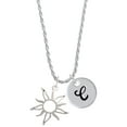 thumbnail image 1 of Delight Jewelry Silvertone Open Design Sun Silvertone Script Initial Disc - C - Charm Necklace, 20"+3", 1 of 4