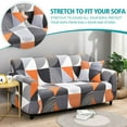 thumbnail image 3 of Topchances Printing Stretch Sofa Slipcover, Elastic Non Slip Couch Cover For 1 2 3 4 Seater Sofas, Moving Living Room Furniture Protector (3-Seater Sofa Cover, Orange), 3 of 11