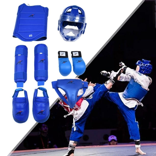 Equipo de entrenamiento de taekwondo, equipo profesional y cómodo para practicar boxeo para principiantes, ejercicios de agarre y kickboxing. Azul