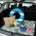 thumbnail image 2 of KUIFORTI Tropical Leaf SUV Trunk Mat 29" x 39" Washable Polyester Automotive Cargo Liner Dustproof Scratch-Proof Trunk Protective Mat Fit Most Car Models, 2 of 7