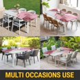 thumbnail image 5 of Pink Marble Table Cloths for 6 Foot Rectangle Tables, Summer Ocean Wave Red Ombre Patio Waterproof Elastic Fitted Tablecloths, Washable Rectangular Table Cover for Camping, 5 of 8