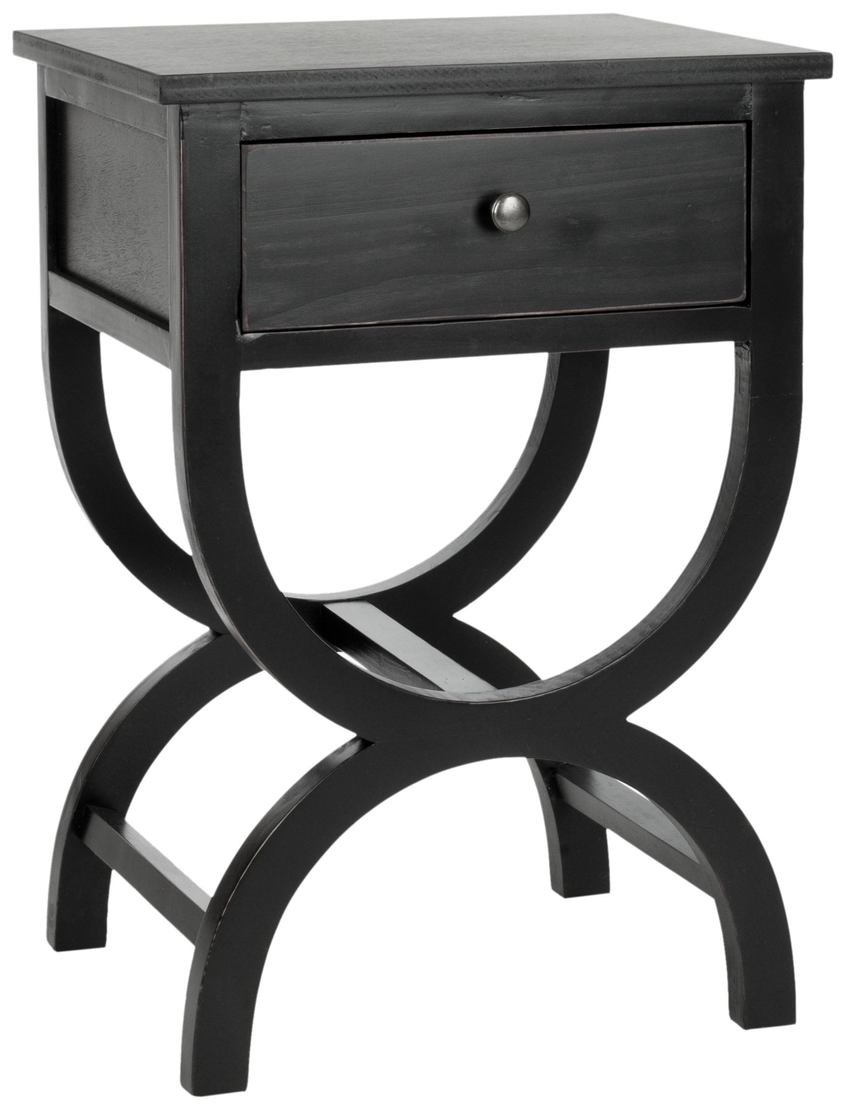 SAFAVIEH Maxine Solid Nightstand with Storage Drawer, Black