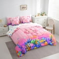 thumbnail image 3 of jejeloiu Cartoon Animal Axolotl Bedding Comforter Set,7pcs,Ocean Sealife Queen Bedding Sets,Colorful Seaweed Shell Queen Sheet Sets For Girls Kid,Breathable Bedroom Decor Reversible, 3 of 7