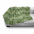 thumbnail image 3 of Palm Leaf Soft Flannel Fleece Blanket, Mix of Jungle Foliage Leaves Madagascar Aloha Botanical Forest Plant, Cozy Plush for Indoor and Outdoor Use, 60" x 80", Green Olive Green White, by Ambesonne, 3 of 6
