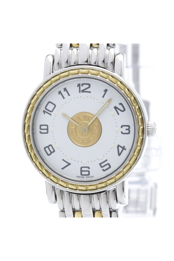 Pre-Owned HERMES Sellier Gold Plated Steel Quartz Ladies Watch SE4.220 Polished