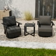 thumbnail image 2 of EAGLE PEAK Urban Slate 3 PCS Outdoor Bistro Set with Modern Swivel Rocking Chairs and Table, Black/Gray, 2 of 9