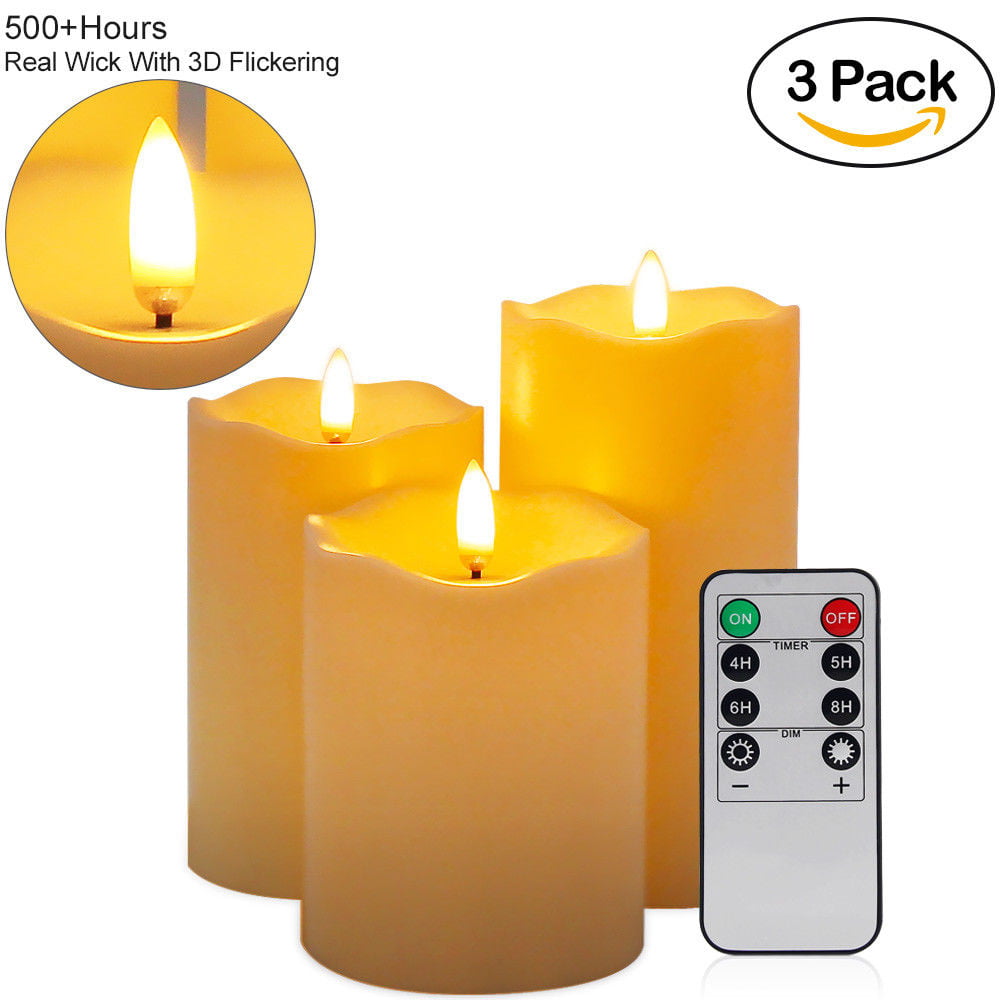 Flameless Dancing Flame Flickering Candle with Timer 3 sizes available