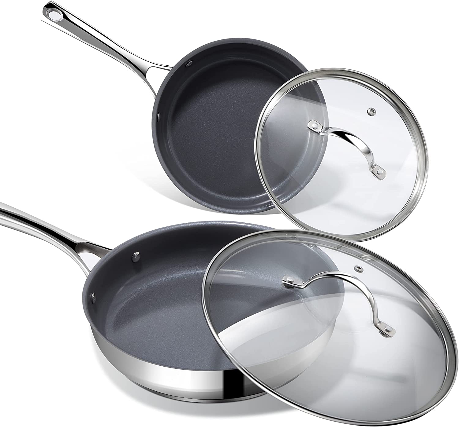 Redmond REDMOND Nonstick Frying Pan Skillet Set with Lids, 8 Inch