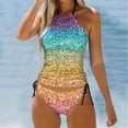 thumbnail image 2 of YDLCAFD Easter Women's Separate Gradient Star Print Swimsuit Tankini Swimsuit Set 2, 2 of 5