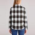 thumbnail image 4 of Oversized Shirts for Women Long Sleeve Plaid Button Down Shirts Lightweight Dressy Casual Tops Holiday Blouses Black L, 4 of 5