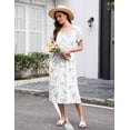 thumbnail image 5 of Ekouaer Cotton Nightshirts for Women Soft Cotton Nightgown Short Sleeve Button Down Sleepshirt Square Neck Lounge Dress With Pockets, 5 of 7