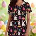 thumbnail image 6 of Fmbrln Easter Scrubs Tops for Women Short Sleeve V Neck Cute Bunny Egg Graphic Print Nursing Scrubs Casual Loose Holiday Work Uniform with Pockets, 6 of 6