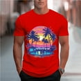 thumbnail image 3 of VBTAPA Mens Short Sleeve Crewneck T-shirts Hawaiian Palm Tree Graphic Tees Casual Aloha Tee Shirts Tropical Summer Vacation Tops Red L, 3 of 6