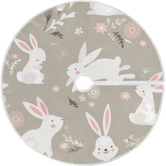 FMSHPON Easter Xmas Christmas Tree Skirt Stand Mat for Holiday Party Decoration Indoor Outdoor 36 inches