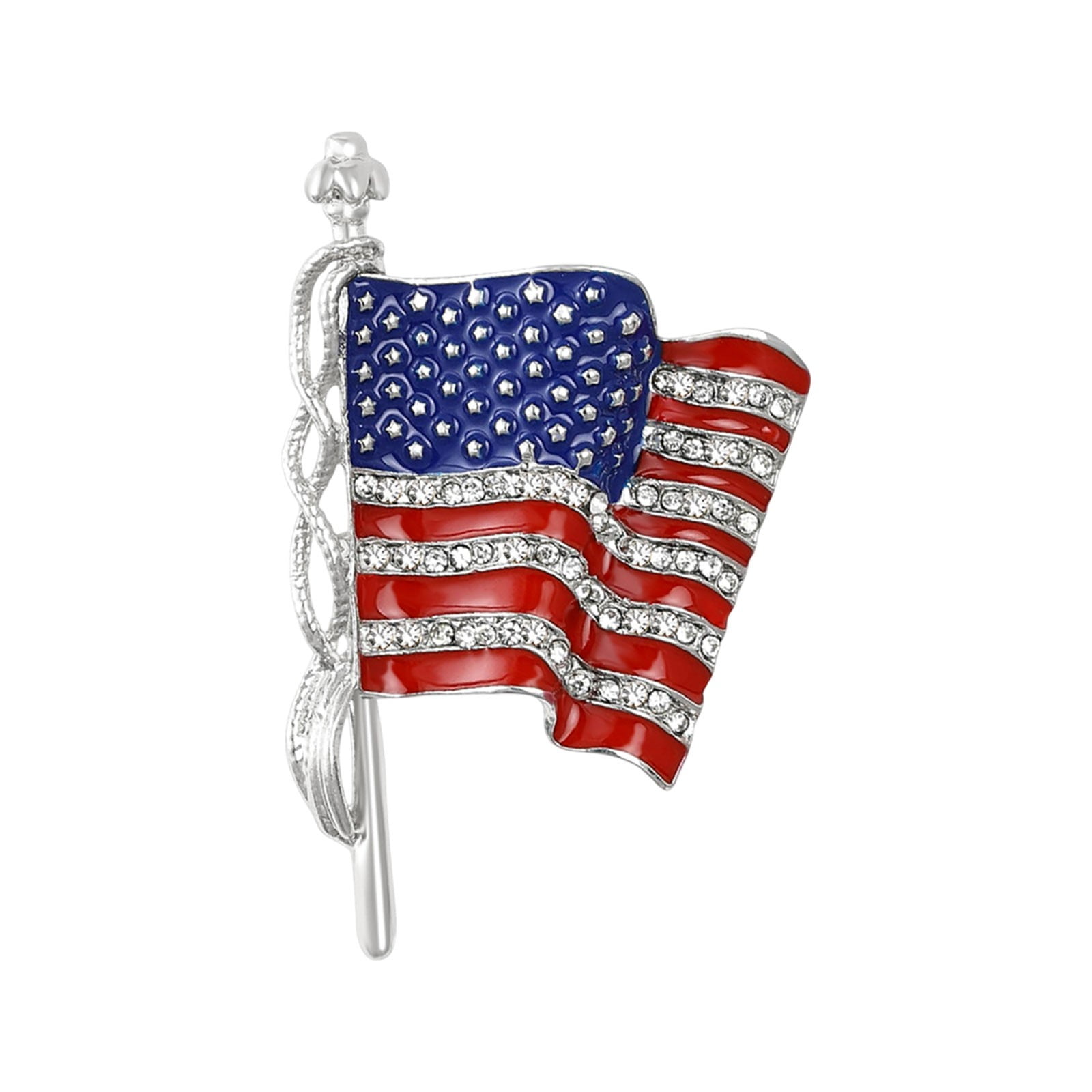 HCJKDU 4th Of July Enamel Brooches For Women Men USA American Flag Star Firework Patriotic Lapel Pins Red White Blue Waving Veterans Independence Memorial D