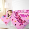 thumbnail image 3 of spefrowx Dreamy Princess D Letter Full Size Bedding Sets for Kids, Kawaii Cartoon Stars Bow Full Size Bed in a Bag, Pink Reversible, 7pcs, 3 of 6