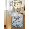 thumbnail image 5 of Marine Life Table Runner, Ocean Octopus Coral Sea Star Seashell Coastal Cotton Linen Kitchen Table Decoration Washable Dining Tabletop Runners for Home Party Decor 13x36 Inches, 5 of 9