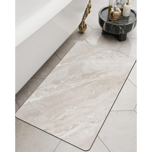 Topcobe Bath Mat Rug, Non-Slip Rubber Super Absorbent Ultra-Thin Bathroom Rugs, Washable Bathroom Floor Mats for Shower, Tub and Sink, 17"x30", White