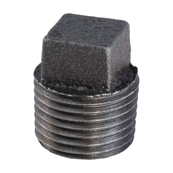 Everflow Supplies BMPL6000 Black Malleable Iron Plug with Square Head, 6"