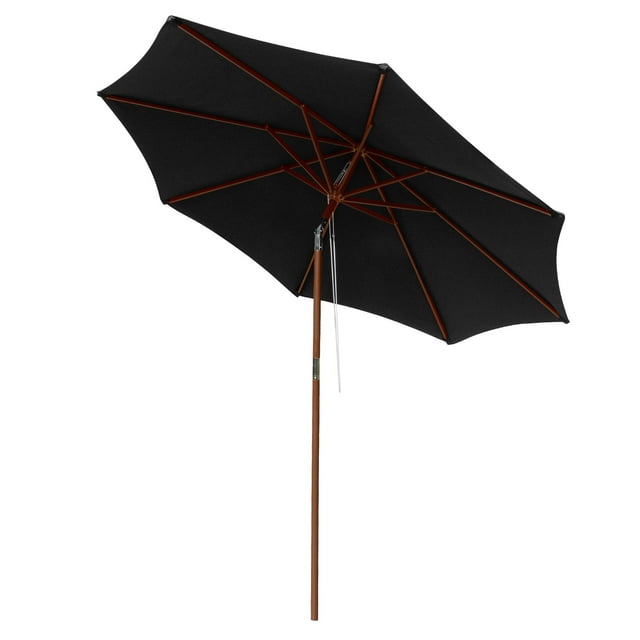 Yescom Parasol de Patio en Bois de 9 Pieds 8 Nervures Inclinaison Facile Parasol de Table Extérieur Jardin Cour