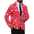 thumbnail image 4 of Lars Amadeus Polka Dots Blazers for Men's Slim Fit One Button Business Sport Coats L Light Red, 4 of 5